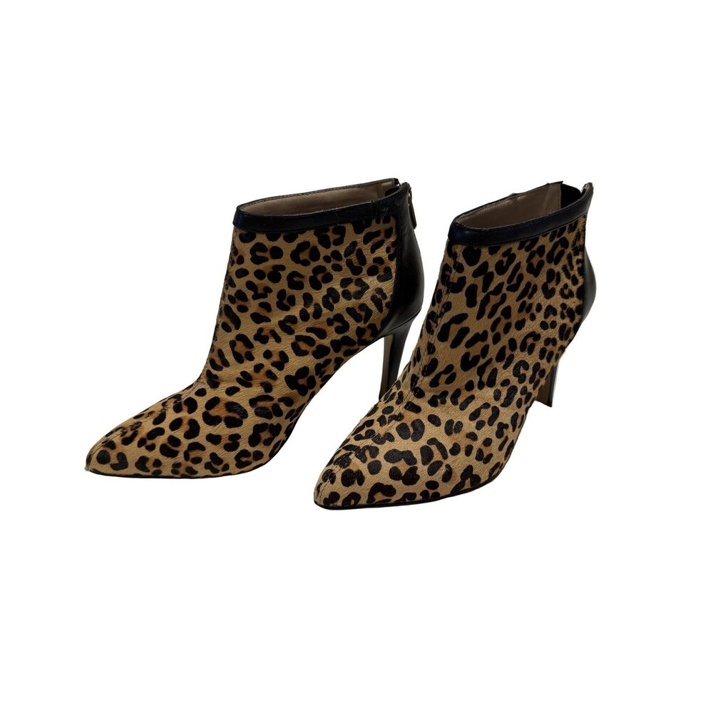 Adrienne Vittadini Nyla Ankle Boots Leopard Print Stiletto Heel 7M